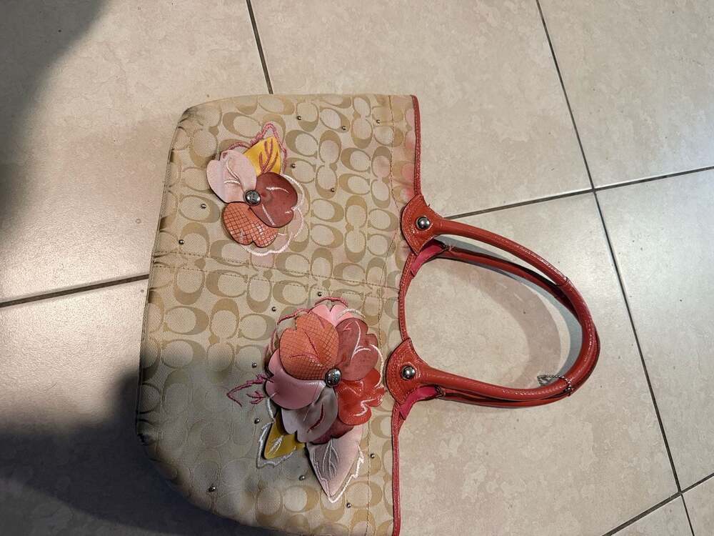 Coach Signature Floral Applique Bleecker Satchel Bag F16276